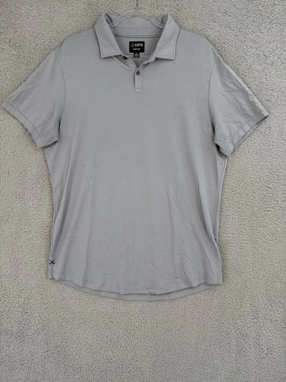 Cuts Men’s 2XL Light Gray Polo Shirt curve-hem Pullover Performance stretch